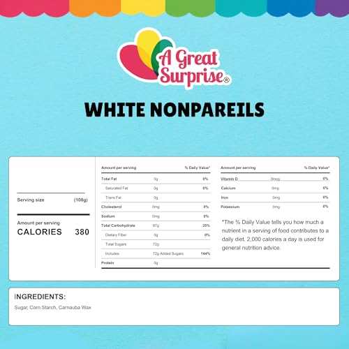 White Nonpareils Sprinkles  1.8 LB Bulk Candy - Non Pareils Jimmies  Toppings for Cake Decorating, Cupcakes, Baking