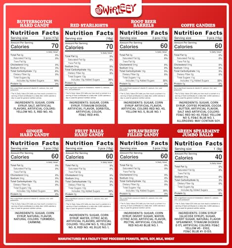 Swirleey Christmas Hard Candy Assortment - 3 Pounds - Old Fashion Classic Hard Candy - Assorted Flavors - Root Beer Barrels, Butterscotch, Strawberry Bon Bons, Sour Balls, Coffee Discs and More