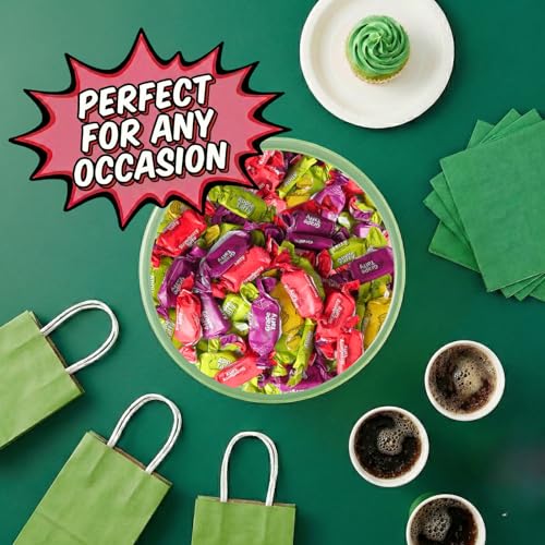 Mini Taffy Candy - 5 Pounds - Approx. 280 Pcs. - Bulk Individually Wrapped Chewy Candy - Assorted Fruity Flavors Apple, Strawberry, Grape, Banana