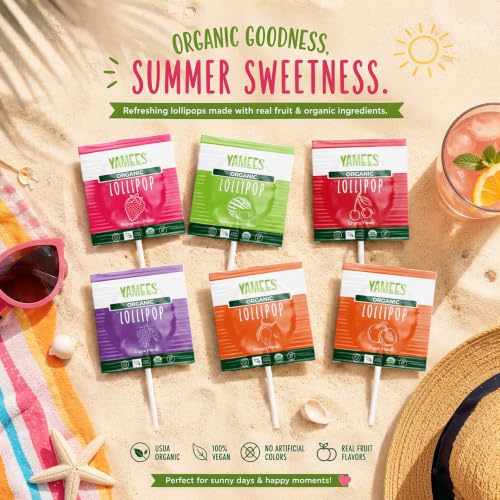 YAMEES Organic Lollipops 400 Count Bulk Candy Suckers