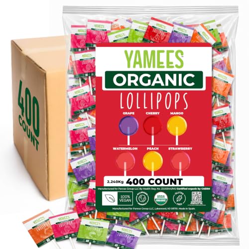 YAMEES Organic Lollipops 400 Count Bulk Candy Suckers
