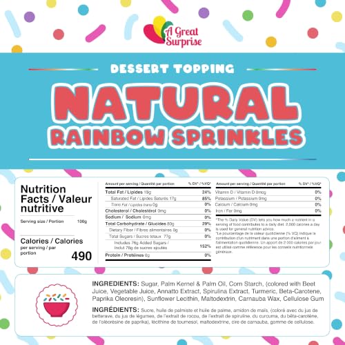 Dye-Free Rainbow Sprinkles 2.2 lb Vegan Jimmies for Cookies Cake Ice Cream