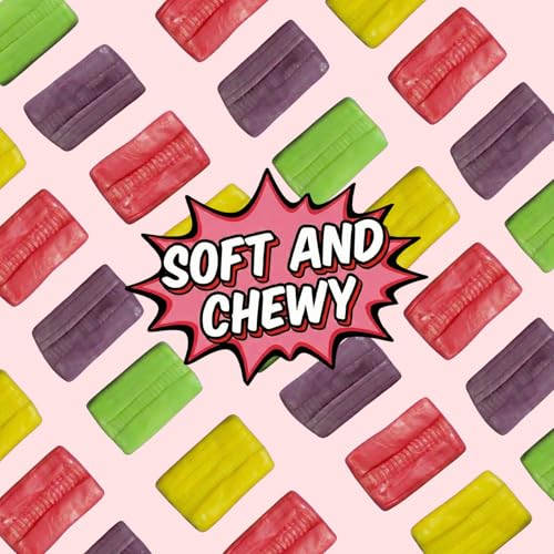 Mini Taffy Candy - 5 Pounds - Approx. 280 Pcs. - Bulk Individually Wrapped Chewy Candy - Assorted Fruity Flavors Apple, Strawberry, Grape, Banana