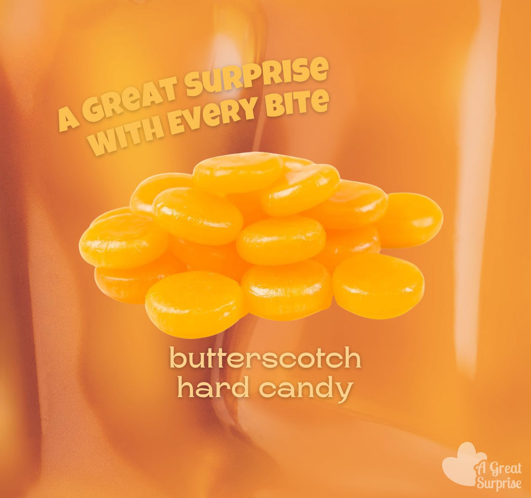 A Great Surprise Premium Butterscotch Hard Candy  4 lb - Individually Wrapped Butterscotch Candy Discs Buttons - Classic Creamy & Old Fashioned Butterscotch flavor Candy