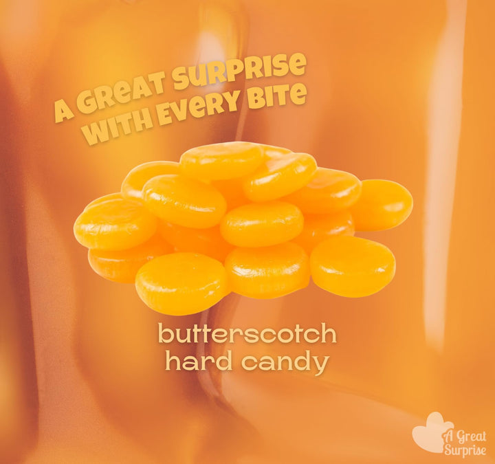 A Great Surprise Premium Butterscotch Hard Candy  4 lb - Individually Wrapped Butterscotch Candy Discs Buttons - Classic Creamy & Old Fashioned Butterscotch flavor Candy