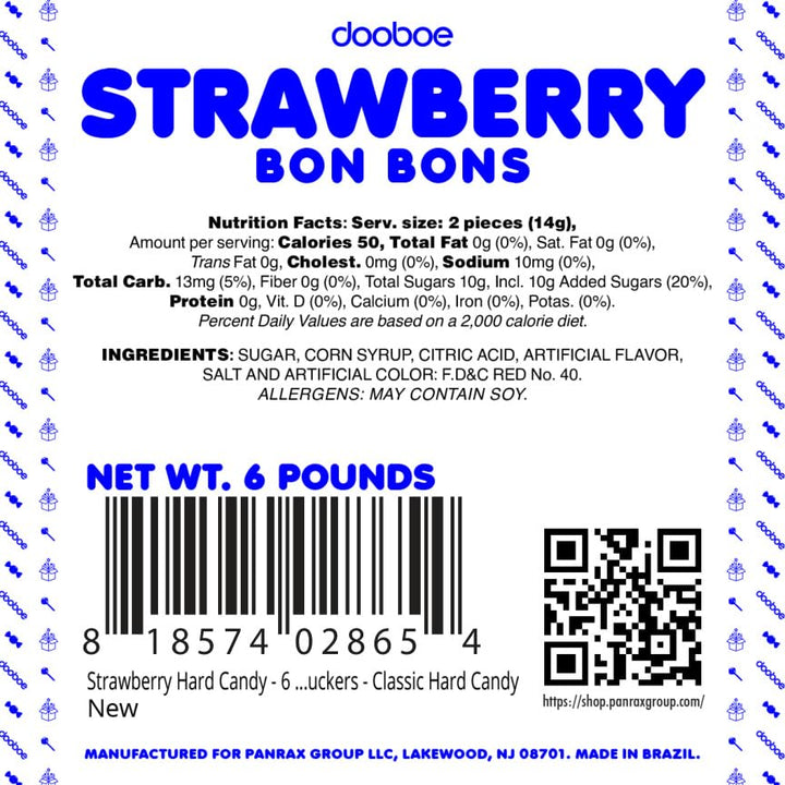 Dooboe Strawberry Hard Candy  6 lb Bulk  Strawberry Filled Bon Bons  Individually Wrapped Red Candy, Offices & Candy Bowls