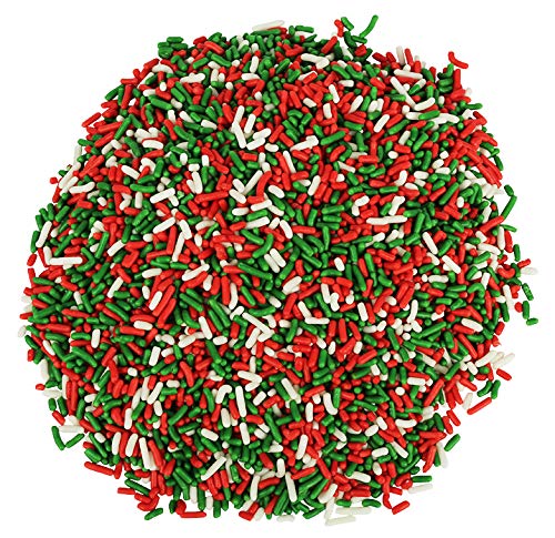 Christmas Sprinkles Bulk - 1.6 Pounds - Holiday Jimmies - Red White and Green Xmas Baking Toppings for Cookies, Cakes, Cupcakes, and More!