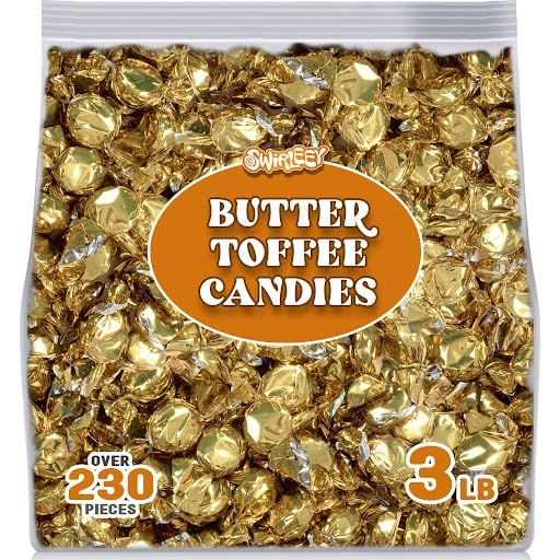 Gold Foil Candies - 3LB - Holiday Butter Toffee Candies for Candy Buffet - Classy Wedding Candy Favors - Rich Smooth Toffee Candy Individually Wrapped