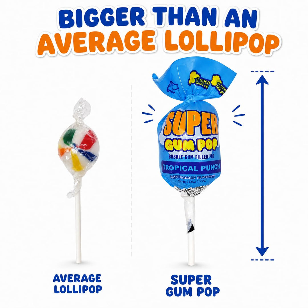 Mega Gum-Filled Lollipops, 50 Count, Over 2 lb, No Artificial Dyes