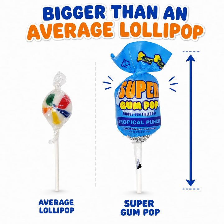 Mega Gum-Filled Lollipops, 50 Count, Over 2 lb, No Artificial Dyes