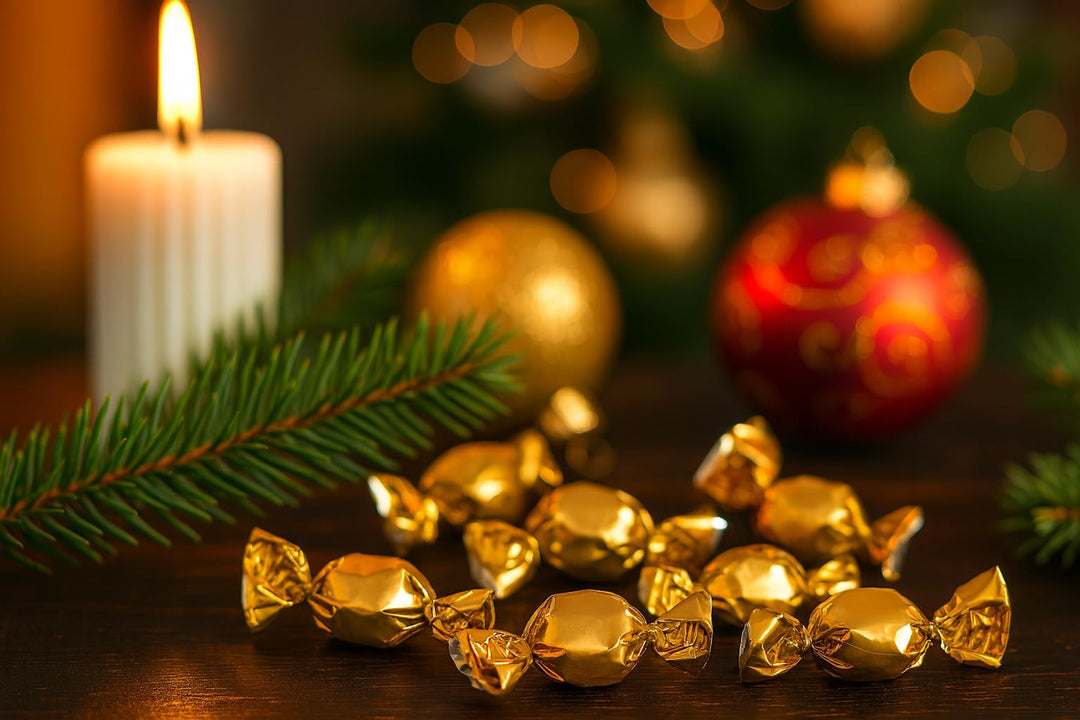 Gold Foil Candies - 3LB - Holiday Butter Toffee Candies for Candy Buffet - Classy Wedding Candy Favors - Rich Smooth Toffee Candy Individually Wrapped