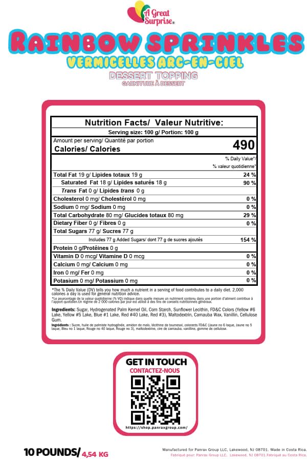 Rainbow Sprinkles Bulk - 10 LB Case - Wholesale Jimmies for Bakeries & Ice Cream Shops - Kosher, Vibrant Toppings for Cakes, Cupcakes & Desserts