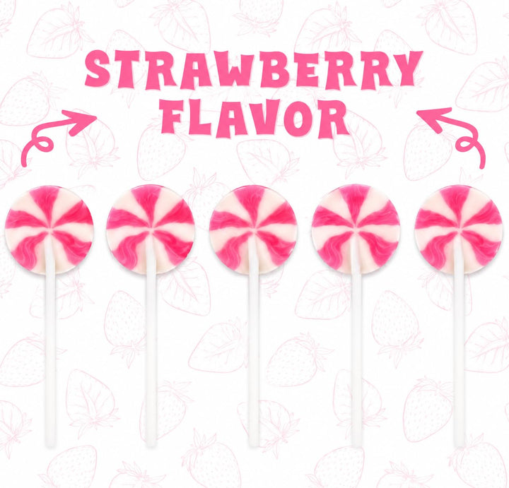Swirleey Pink Lollipops - 2 Pounds - Strawberry Flavor - Bulk Pink Spring Candies for Buffet - Suckers for Classroom Parties, Baby Shower, Baby Girl, Theme Parties