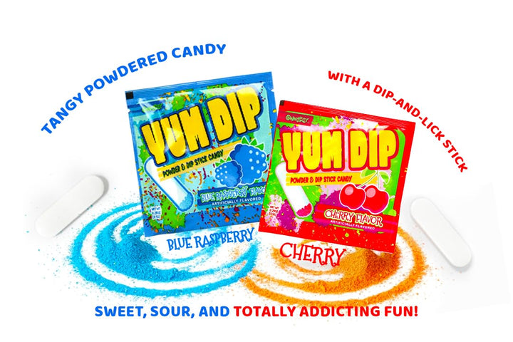 Bulk Powder n Dip Stick Candy - Over 1,000 Fun Size Bags - 13 Pound Box - Assorted Flavors Cherry & Blue Raspberry - Bulk Kids Classic DipNLik Candies - Yum Dip