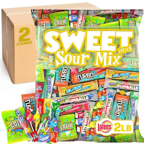 Sweet and Sour Candy Mix  2 Pounds - Individually Wrapped Bulk Mix for Parties, Goodie Bags & Gifts  Assorted Super Sour Treats for Kids, Adults & Events