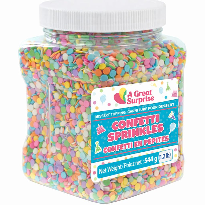 Birthday Confetti Sprinkles  1.2 lb Bulk Pastel Rainbow Flat Round Jimmies  Baking Sprinkles for Cookies, Cupcakes, Cake Decorating, Ice Cream & Desserts