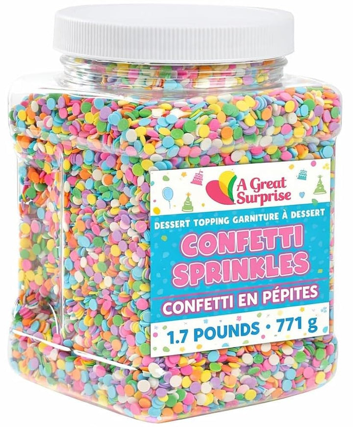 A Great Surprise Spring Sprinkles  1.7 lb Bulk Pastel Confetti Jimmies  Birthday Cake Sprinkles for Cookies, Cupcakes, Cakes, Ice Cream, Party Desserts & Celebrations