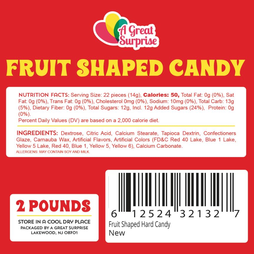 Bulk Fruit Shaped Candies - 2 Pounds - Candy Machine Refills - Party Favors & Events