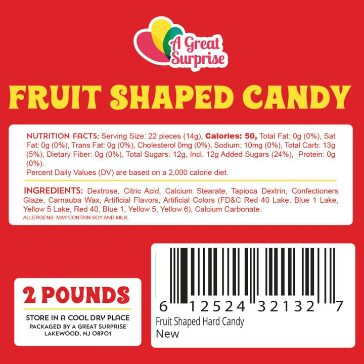 Bulk Fruit Shaped Candies - 2 Pounds - Candy Machine Refills - Party Favors & Events