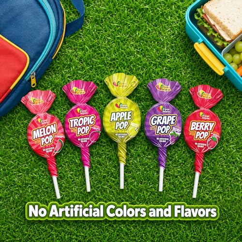 Taffy Filled Lollipops, 75 Count, No Artificial Dyes, Watermelon, Passionfruit, Green Apple, Grape, and Strawberry Flavors