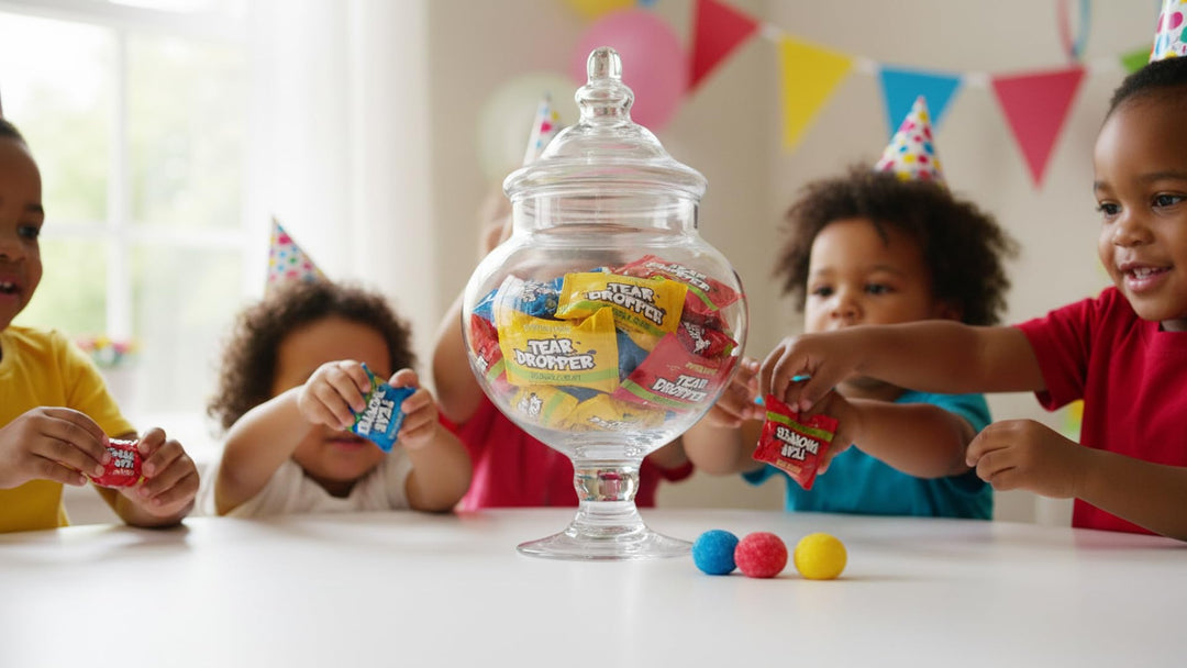 Tear Droppers Sour Gumballs  250 Count - No Artificial Dyes - Individually Wrapped  Cherry, Lemon & Blue Raspberry  Bulk Sour Candies