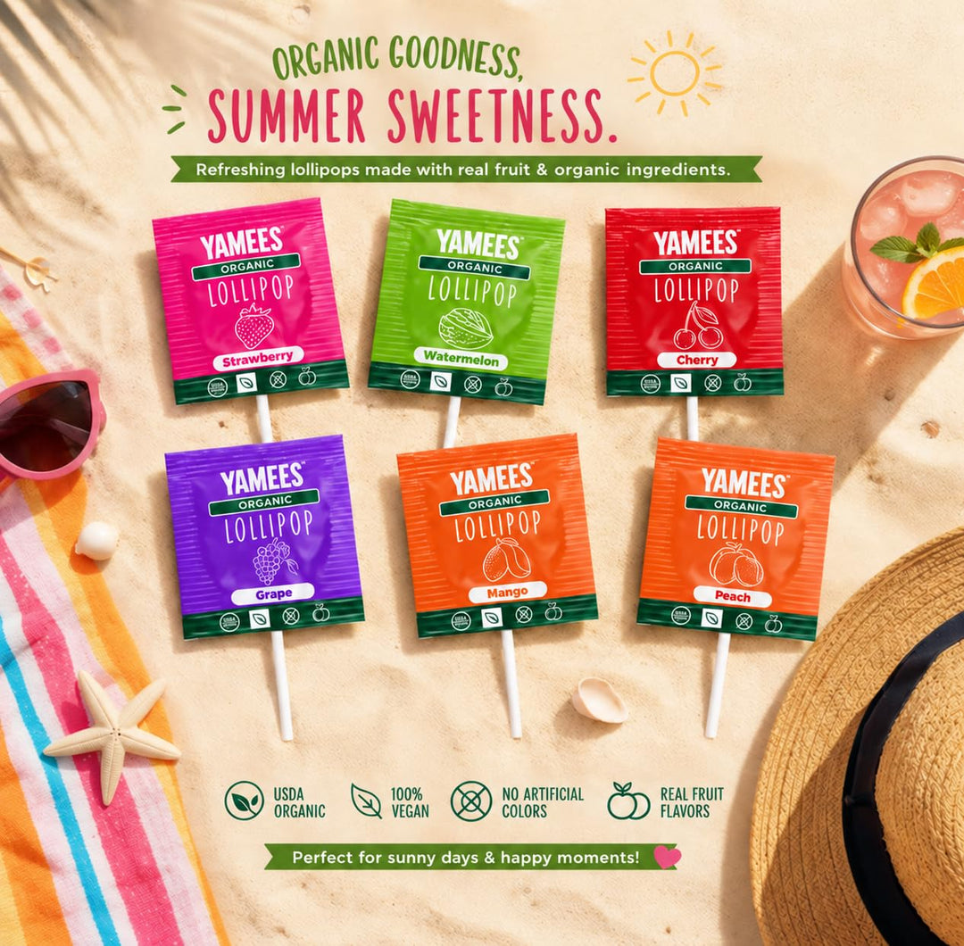 YAMEES Organic Lollipops 200 Count Bulk Suckers