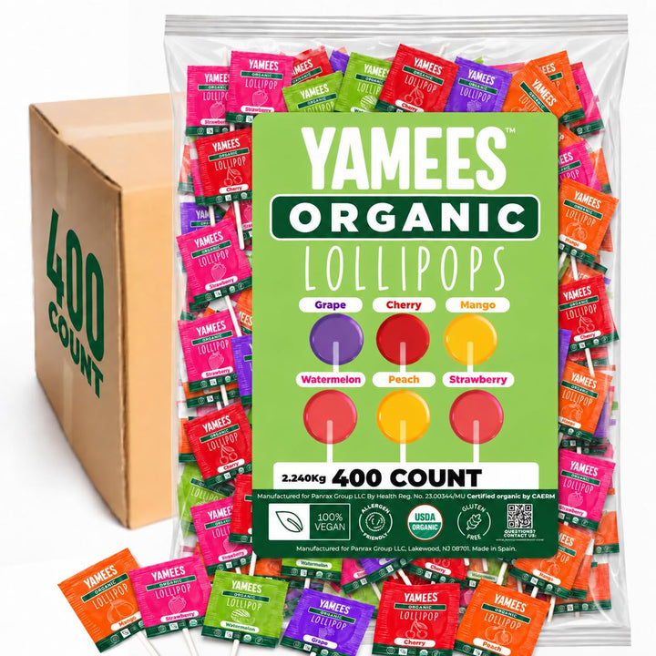 YAMEES Organic Lollipops 400 Count Bulk Candy Suckers
