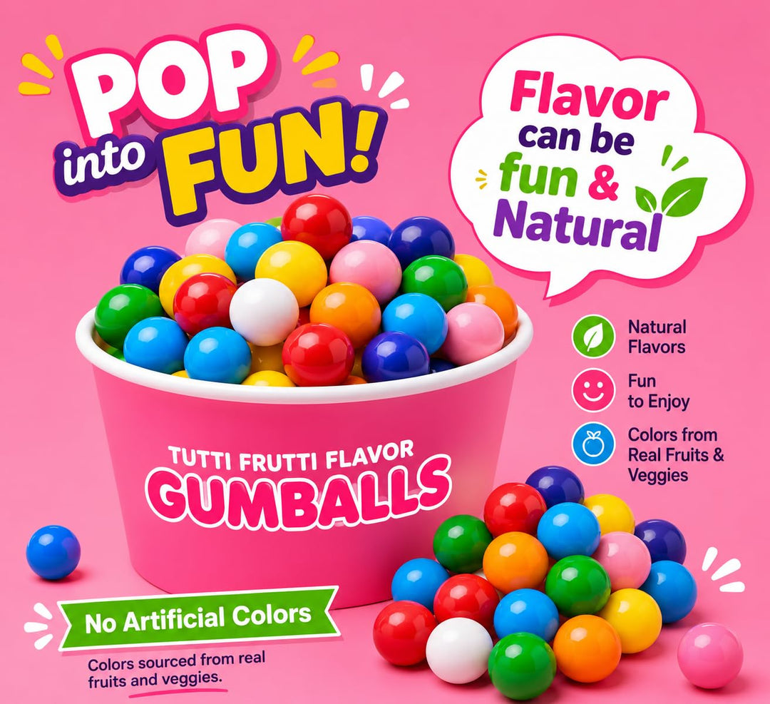 Bulk Mini Gumballs (-Inch)  4 lb Bag  Naturally Colored Gum  No Artificial Dyes  Rainbow Gumballs for Vending Machines, Piatas, Candy Buffets, Party Favors, Schools, Offices & Bulk Candy Displays