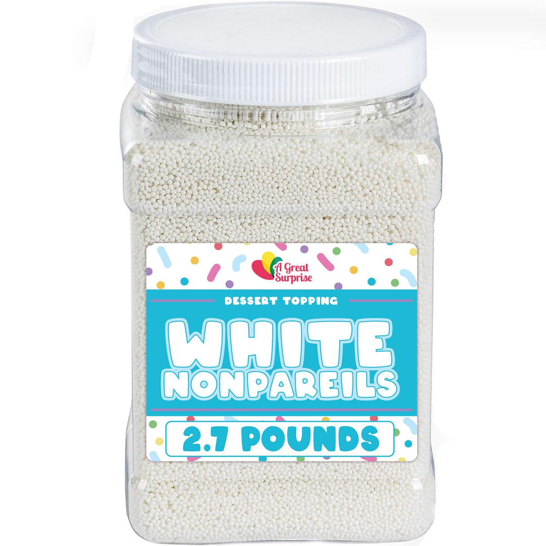 Holiday White Pearl Sprinkles - 2.7 Pounds - Bulk White Nonpareils Jimmies - Toppings for Bridal Sprinkles - Tiny Pearls for Cakes, Cookies, Cakepops