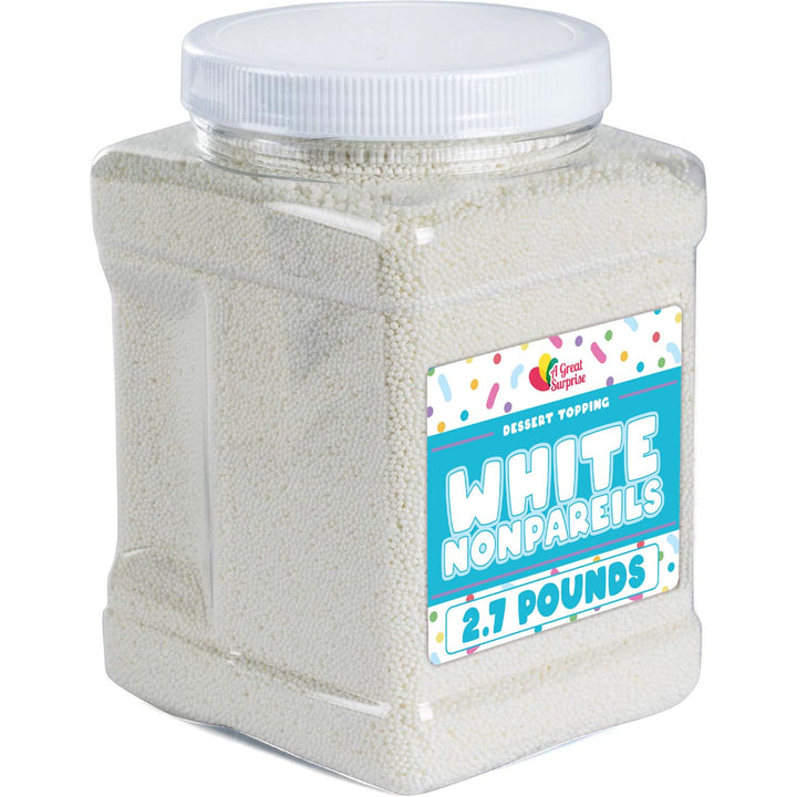 Holiday White Pearl Sprinkles - 2.7 Pounds - Bulk White Nonpareils Jimmies - Toppings for Bridal Sprinkles - Tiny Pearls for Cakes, Cookies, Cakepops
