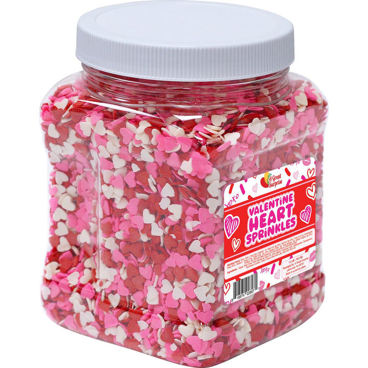 Heart Confetti Sprinkles- Valentines Sprinkles - 1.2 LB - Bulk Toppings- Candy Quins for Cupcakes, Cookies, Ice Cream