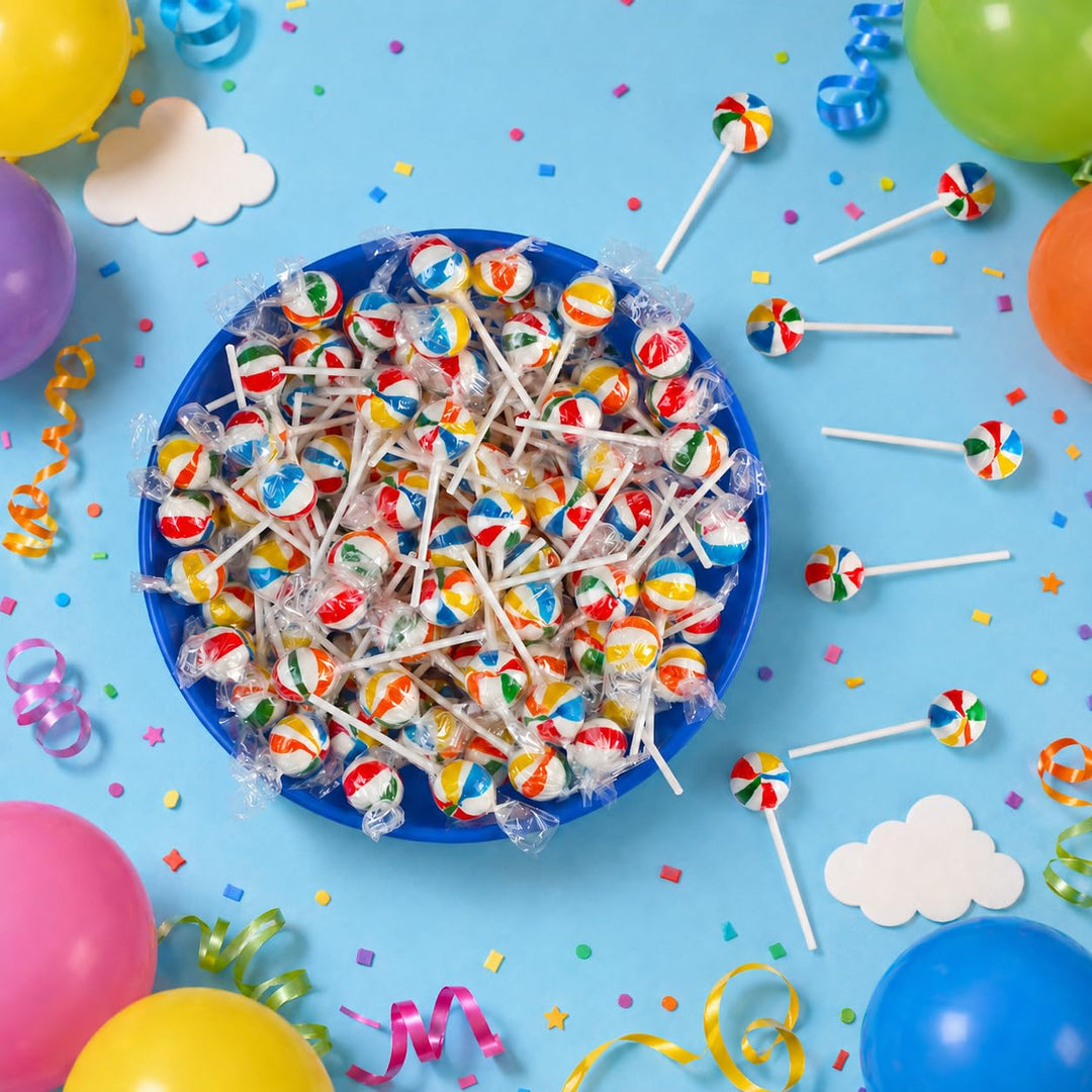 Swirleey Rainbow Lollipops 5 lb, Wrapped Candy Suckers