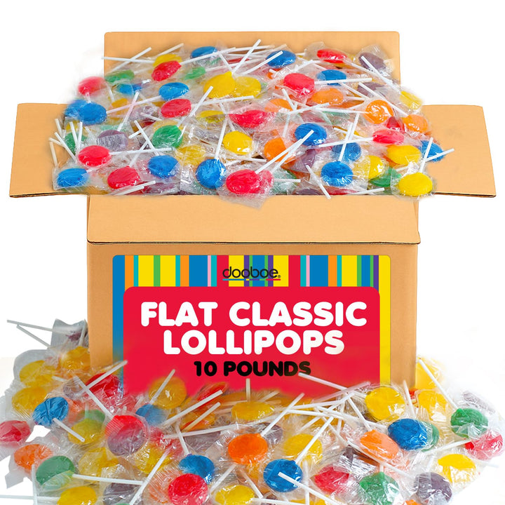Dooboe Lollipops Individually Wrapped - 10 Pounds - Approx. 400 Pieces - Classic Flat Suckers - Parade Candy, Classroom Treats & Office Candy