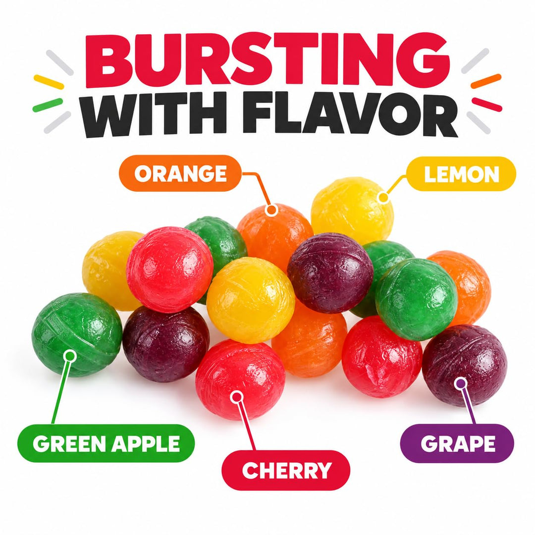 Assorted Fruit Balls Hard Candy, 4 lb Sour Variety, Office Candies