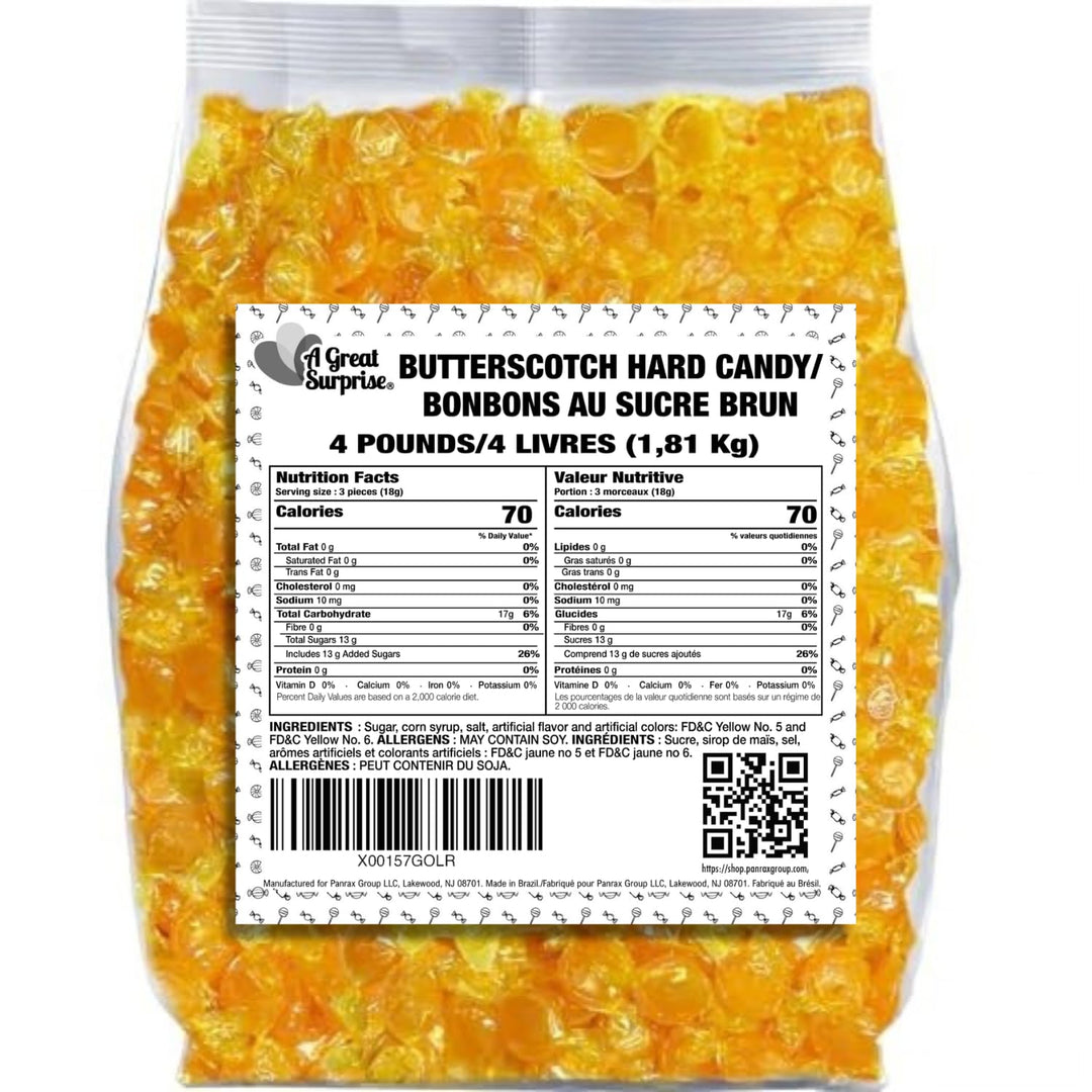A Great Surprise Premium Butterscotch Hard Candy  4 lb - Individually Wrapped Butterscotch Candy Discs Buttons - Classic Creamy & Old Fashioned Butterscotch flavor Candy