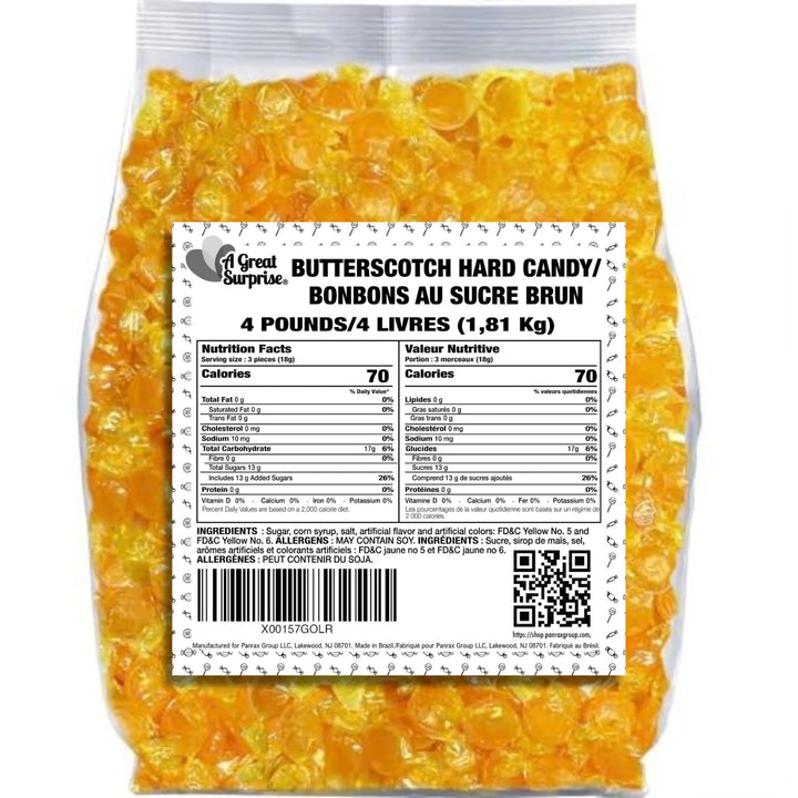 A Great Surprise Premium Butterscotch Hard Candy  4 lb - Individually Wrapped Butterscotch Candy Discs Buttons - Classic Creamy & Old Fashioned Butterscotch flavor Candy