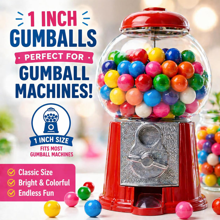 Bulk Rainbow Gumballs 1 Inch 4 lb, No Artificial Dyes Vending Candy Refills
