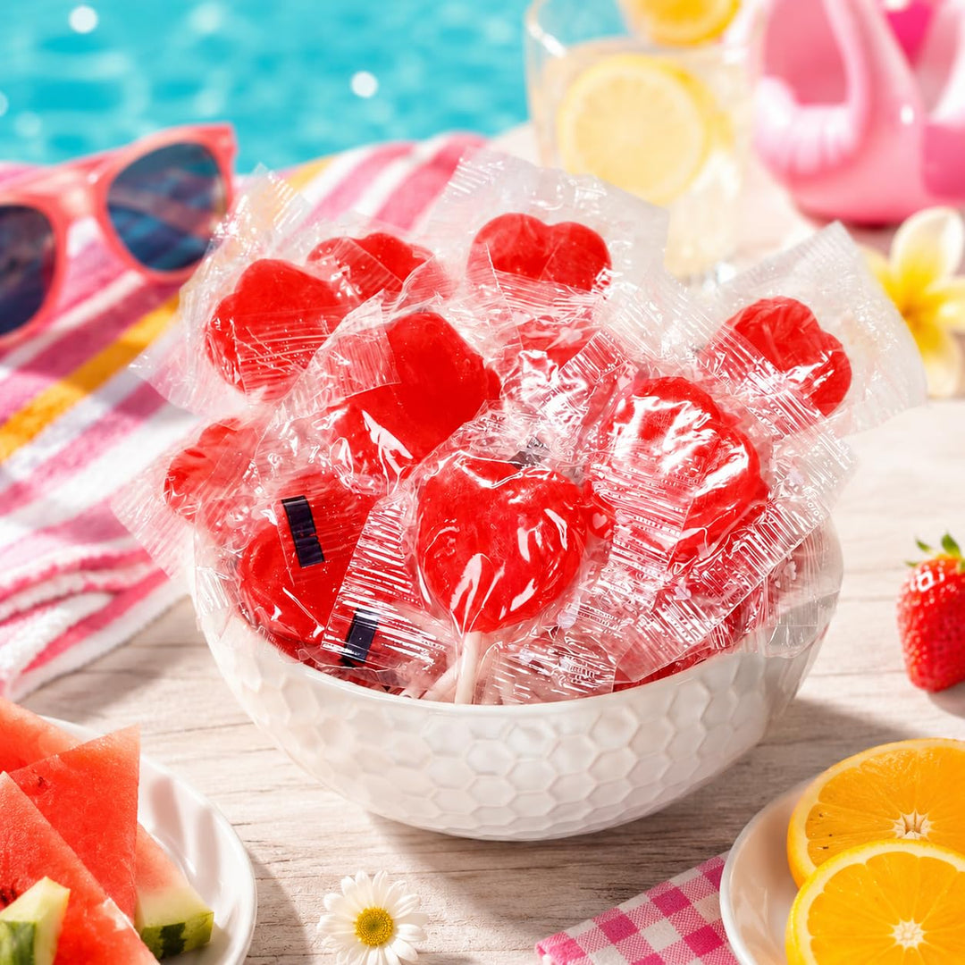 A Great Surprise Red Heart Lollipops  5 lb Bulk (200 ct)  Individually Wrapped Candy for Camp Rewards