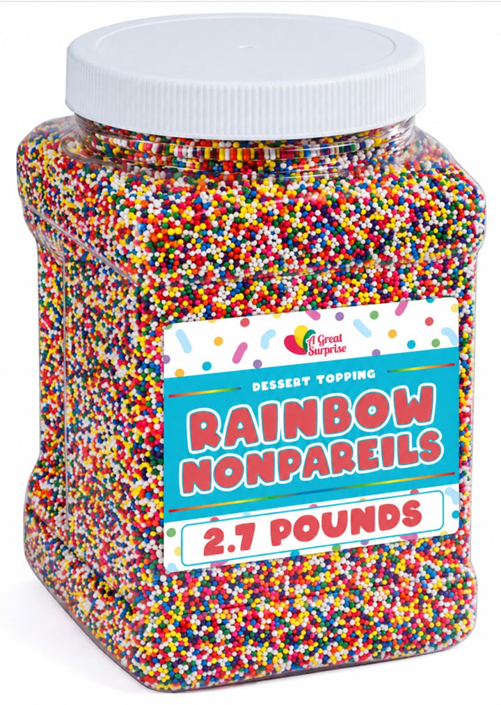 Rainbow Nonpareils, 2.7 lb Bulk Dessert Decorating Toppings