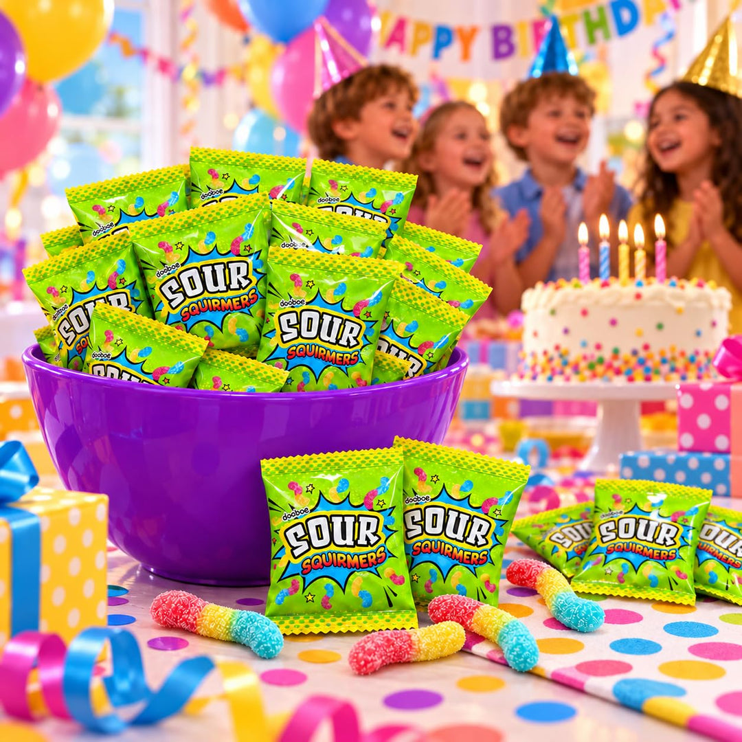 Sour Gummy Worms Individually Wrapped - Peg Bags 40 Count