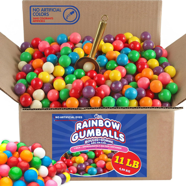 Bulk Rainbow Gumballs  11 lb, Approx. 470 Pcs. Naturally Colored Gumballs with No Artificial Dyes  Perfect for Office Candy Bowls, Breakrooms, Vending Machines & Party Buffets