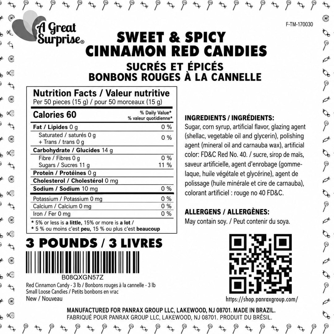 A Great Surprise Red Cinnamon Imperials - 3 Pounds - Red Hot Candy Bulk - Imperial Candies for Machine Refills, Buffet