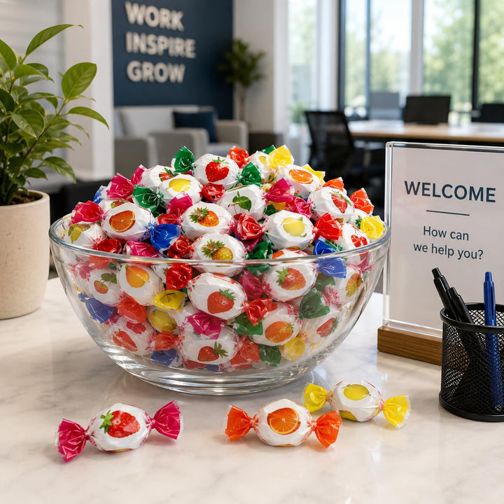 Assorted Fruit-Filled Hard Candy - 6 Pounds - Classic Bon Bons - Individually Wrapped Candies for Offices, Parties, Gifting