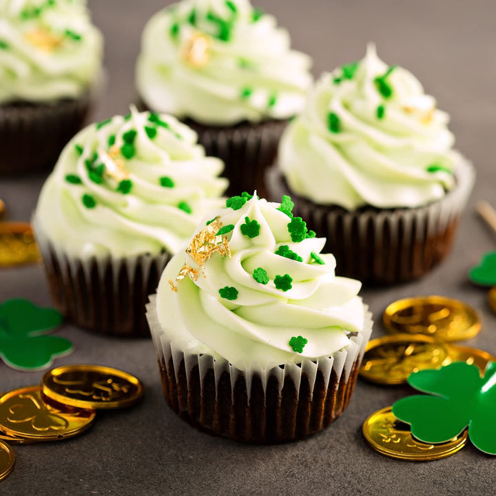 St. Patricks Day Sprinkles - 10 Oz - Green Shamrock Sprinkles - Clover Cupcake Toppings - Bulk Shamrock Shaped Quins For Cookies, Cake Decorating