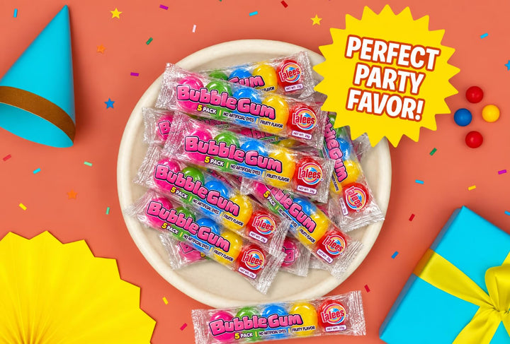 Lalees Gumball Tubes  30 Pack, Rainbow Gum with No Artificial Dyes