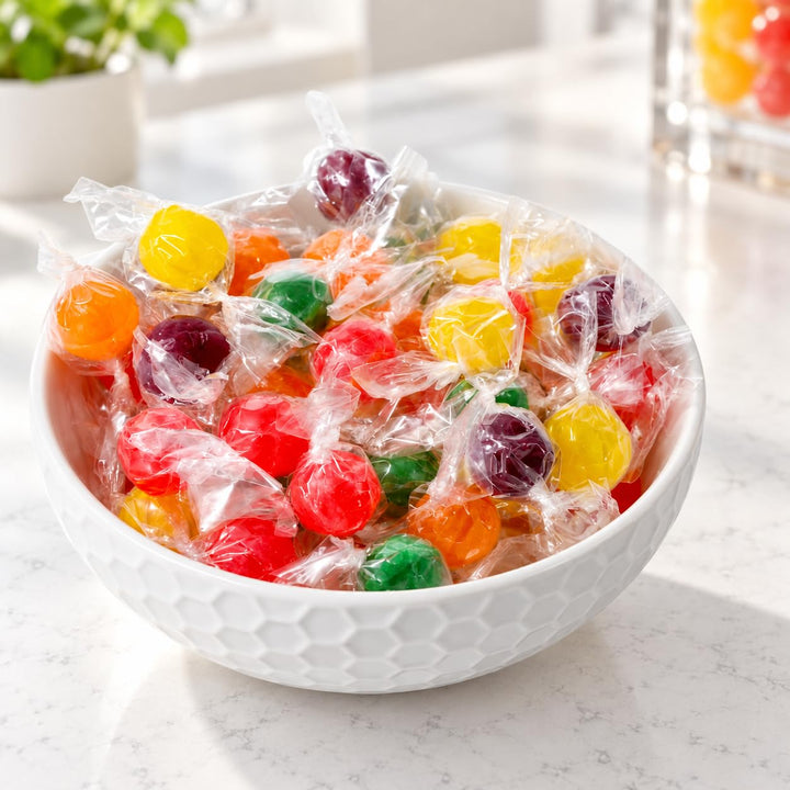Assorted Fruit Balls Hard Candy, 4 lb Sour Variety, Office Candies