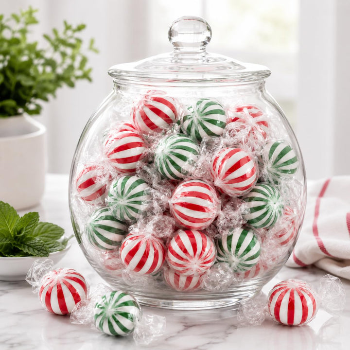 Assorted Jumbo Mint Balls - Peppermint & Spearmint Candy - 5 Pounds - Bulk Mint Hard Candy - Individually Wrapped for Refreshing Office Snack