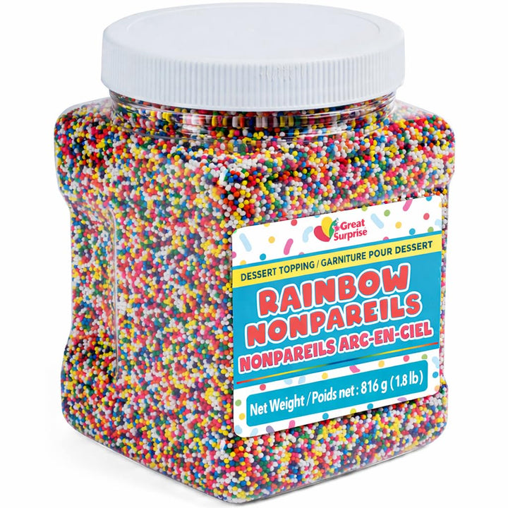 Rainbow Nonpareil Sprinkles - 1.8 Pounds - Non-Pareil Topping for Ice Cream - Easter Bulk Rainbow Sprinkles For Cookies, Cupcakes, Cake Decorating