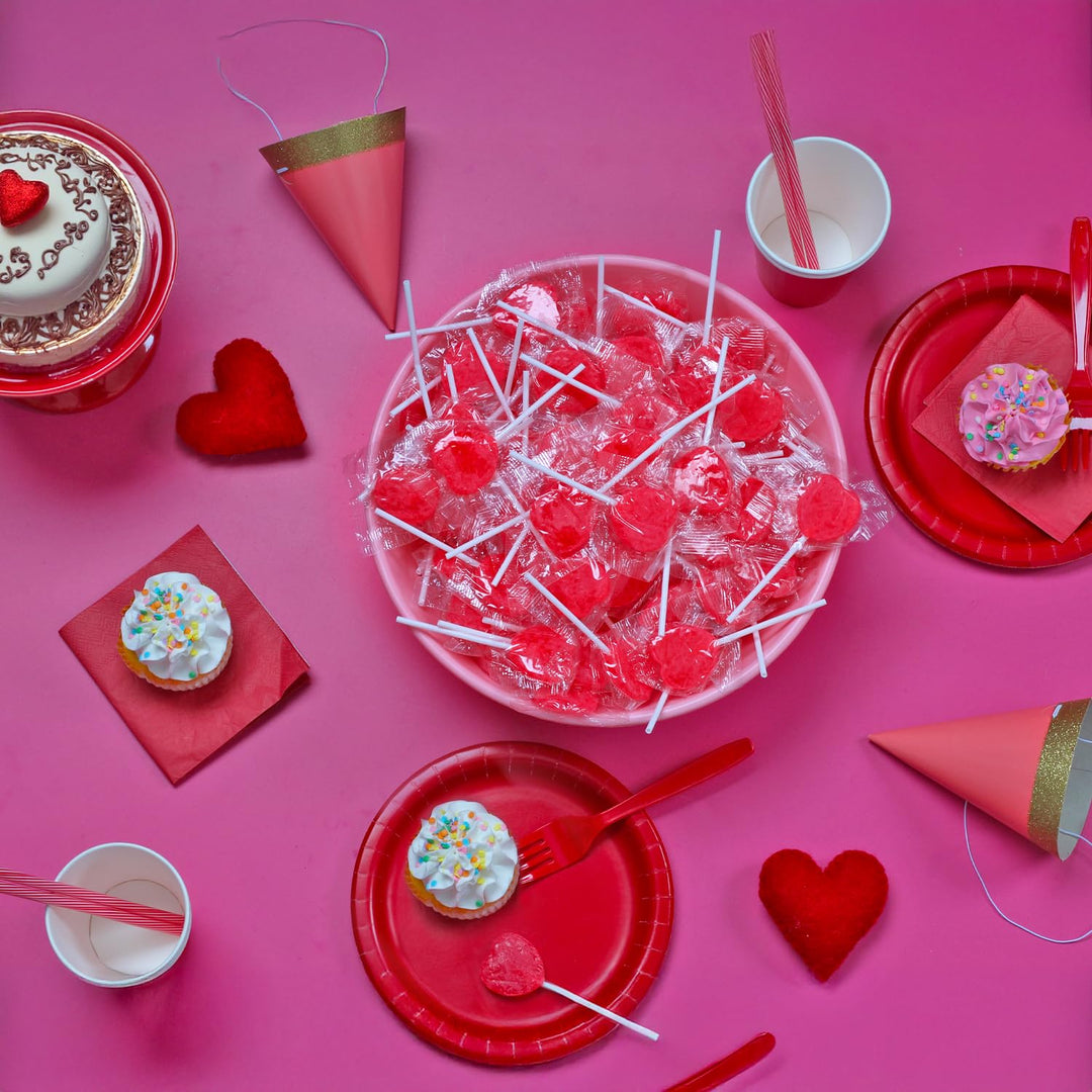 A Great Surprise Valentines Red Heart Lollipops  5 lb Bulk (200 ct)  Individually Wrapped Candy for Teachers & School Rewards