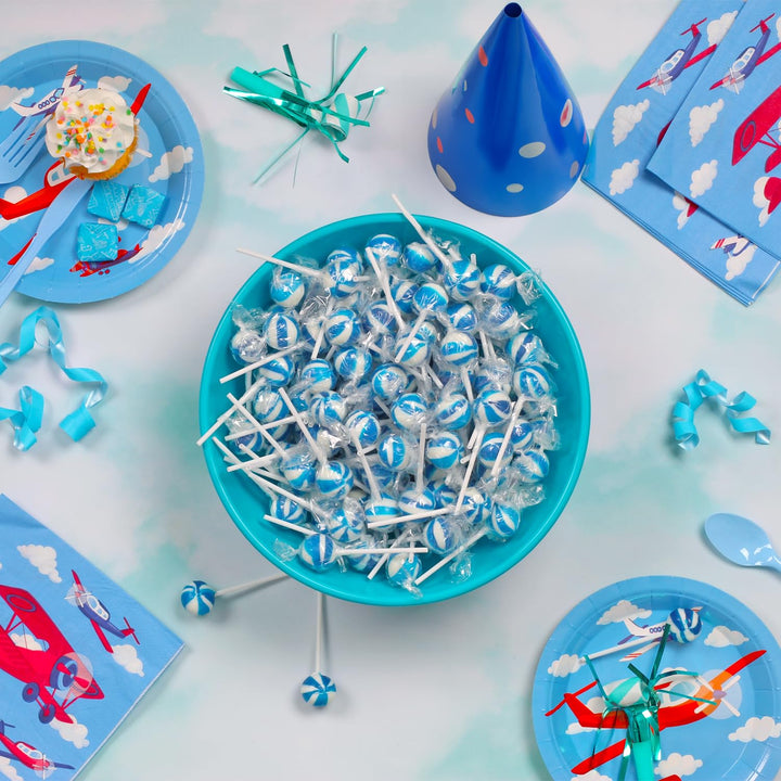 Blue Lollipops - 2 Pounds - 90 Lollipops - Blue Raspberry Flavor - Baby Boy Shower Candies, Holiday, Winter Theme - Gender Reveal Favors